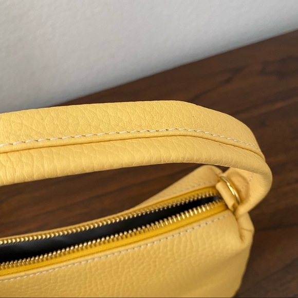 None Bags Real Leather Retro 9s Simple Chic Yellow Pebble Short